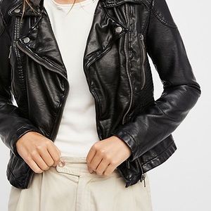 Free People Faux- Leather Moto Jacket